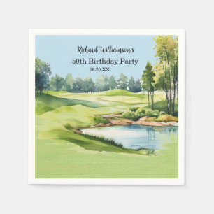 50TH (ANY YEAR) BIRTHDAY PARTY GOLF COURSE NAPKIN