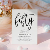 50th B&W Birthday Party Modern Script Typography
