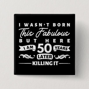 50th Birthday 15 Cm Square Badge