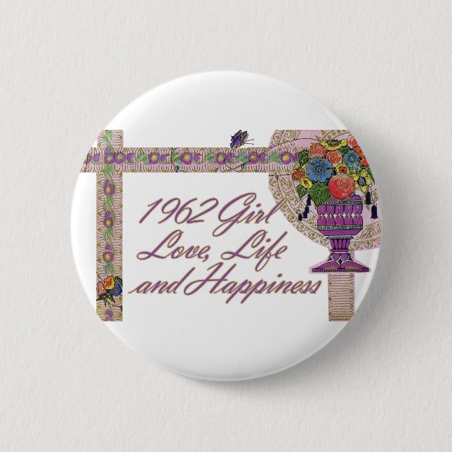 50th Birthday, 1962 6 Cm Round Badge (Front)