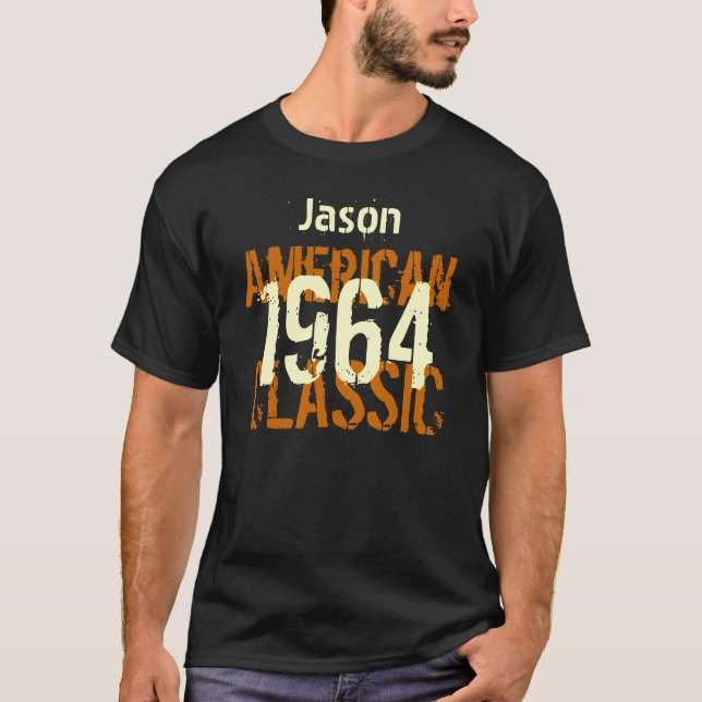 50th Birthday 1964 American Classic Black and Gold T-Shirt (Front)