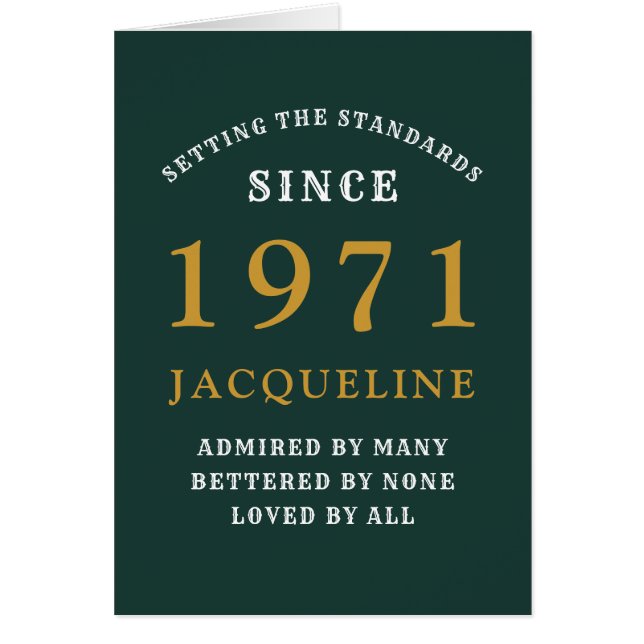 50th Birthday 1971 Green Gold For Her Personalised (Front)