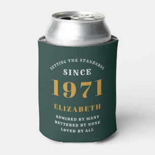 50th Birthday 1971 Green Gold For Her Personalised Can Cooler