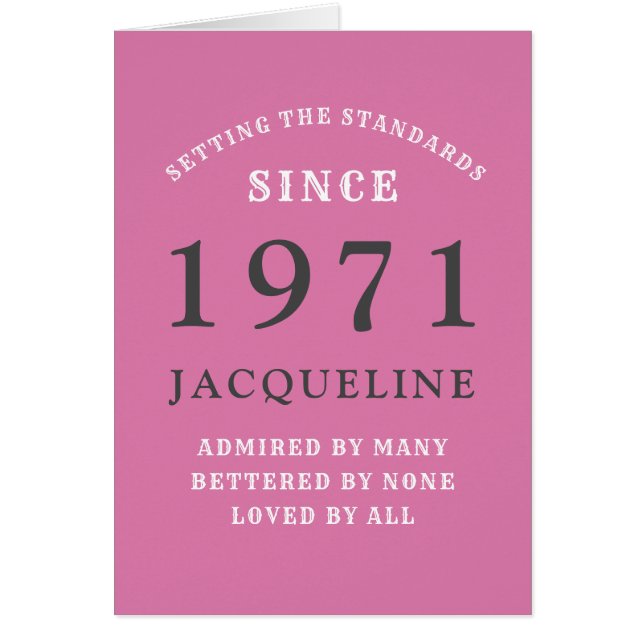 50th Birthday 1971 Pink Black For Her Personalized (Front)
