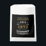 50th Birthday 1972 Black Gold Add Name Retro Favour Bags<br><div class="desc">A personalised classic favour bag design for that birthday celebration. More gifts and party supplies available with the "Legendary" design in the store.</div>