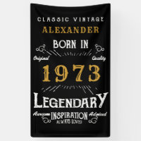 50th Birthday 1973 Add Name Black Gold Legendary