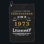 50th Birthday 1973 Add Name Legendary Father Golf Towel<br><div class="desc">Vintage design any year "Original Quality Legendary Inspiration" golf towel for that special dad. Add the name and year as desired in the template fields creating a unique 50th or any birthday celebration item. Team this up with the matching gifts,  party accessories,  and clothing available in our store www.zazzle.com/store/thecelebrationstore</div>