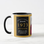 50th Birthday 1973 Black Gold Add Name Photo Mug<br><div class="desc">A huge black and gold photo mug for those special people. Easily customise the text and photo using the template provided. Part of the setting standards range.</div>