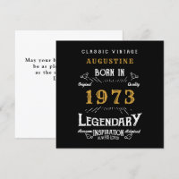 50th Birthday 1973 Retro Black Gold Greeting