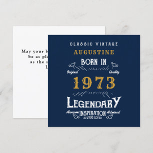 50th Birthday 1973 Retro Blue Gold Card