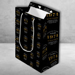 50th Birthday 1974 Black Gold Chic Elegant Medium Gift Bag<br><div class="desc">50th Birthday Chic 1974 Themed Black & Gold Elegant Gift Bags. Celebrate the journey of the vintage years with our 50th Birthday 1974 Black and Gold Chic Elegant Gift Bags. Wrapped in class and elegance, these high-quality gift bags offer a fully personalised touch, reflecting the chic vibes of the birthday....</div>
