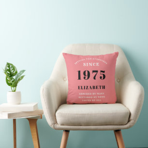 50th Birthday 1975 Pink Girly Elegant Chic Cushion