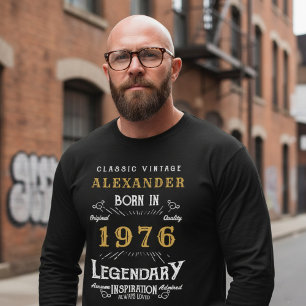 50th Birthday 1976 Add Name Black Gold Legendary T-Shirt