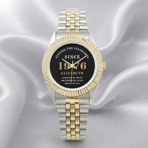 50th Birthday 1976 Elegant Black White Chic Watch