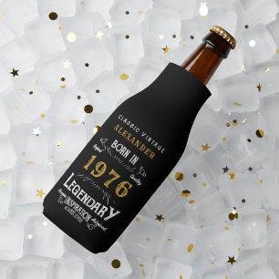 50th Birthday 1976 Name Legend Chic Black Gold Bottle Cooler