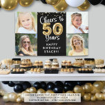 50th Birthday 4 Photos Cheers to 50 Years Confetti Banner<br><div class="desc">Celebrate a 50th birthday with this personalised custom colour banner with 4 pictures of her or him for a fun birthday sign or party decoration. The design features the title CHEERS TO 50 YEARS with gold foil balloon numbers and name or your custom text in your choice of text and...</div>