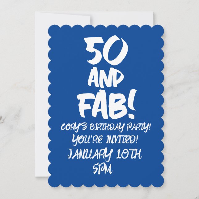 50th BIRTHDAY 50 AND FAB PARTY INVITATIONS (Front)