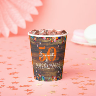 50th Birthday 50 and Fabulous Colourful Party Paper Cups