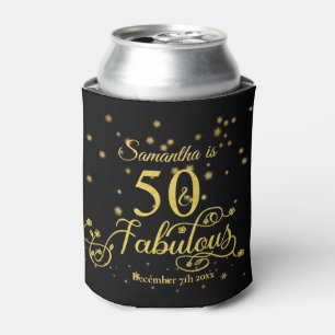 50th Birthday 50 and Fabulous Glitter Stars Can Cooler