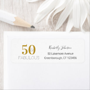 50th Birthday 50 and Fabulous Gold Return Address