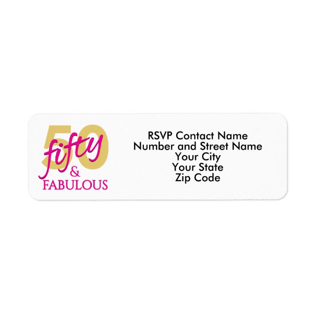 50th Birthday 50 and Fabulous Return Address (Front)
