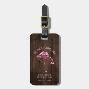 50th Birthday 50 and Fabulous Wood Look Custom Luggage Tag