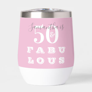 50th Birthday 50 fabulous Pink Gray Personalized
