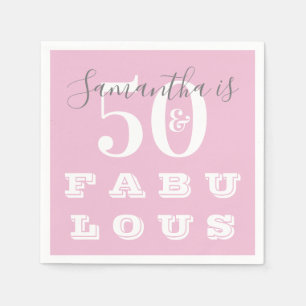 50th Birthday 50 fabulous Pink Grey Birthday Party Napkin