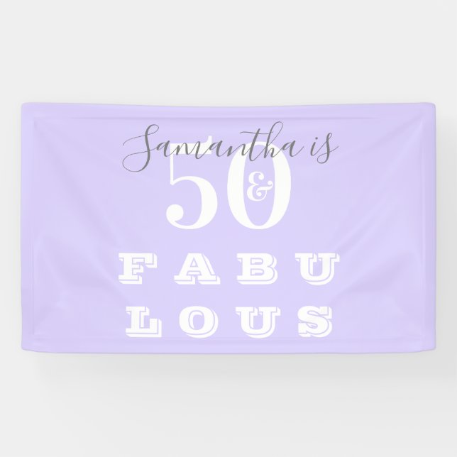 50th Birthday 50 fabulous Purple Birthday Party Banner (Horizontal)