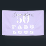 50th Birthday 50 fabulous Purple Birthday Party Banner<br><div class="desc">This is a stylish, personalised 50th birthday, 50 and fabulous typography design. It is in trending purple / lilac with grey script and white retro typography. Perfect for a chic and unforgettable 50th birthday party. This design is fully customisable, to personalise, simply add your name using the personalise this button,...</div>