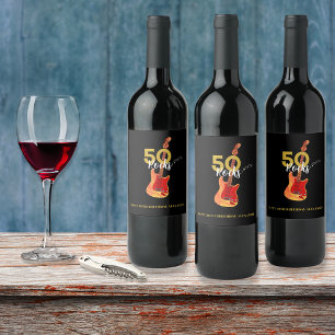50th Birthday 50 Rocks Guitar Personalised  Wine Label