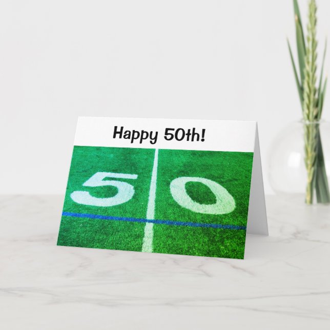 50th Birthday 50-yard line football field Card (Front)
