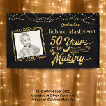 50th Birthday 50 YEARS IN THE MAKING Black & Gold Banner<br><div class="desc">Welcome the party's honoree and guests with this 50th birthday banner designed in black and gold and featuring retro typography stating 50 YEARS IN THE MAKING and lets you personalise it by adding their photo (a current one or one from their youth), their name and birth year as part of...</div>