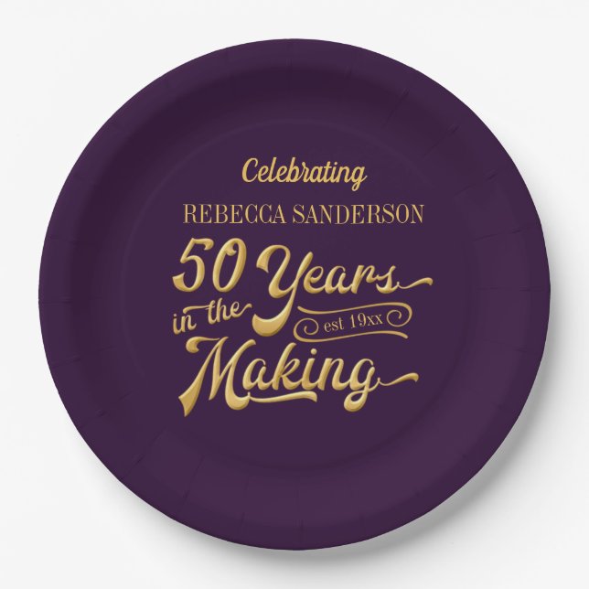 50th Birthday 50 YEARS IN THE MAKING Personalised Paper Plate (Front)