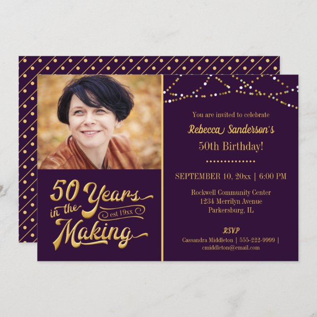 50th Birthday | 50 YEARS IN THE MAKING Photo Invitation (Front/Back)