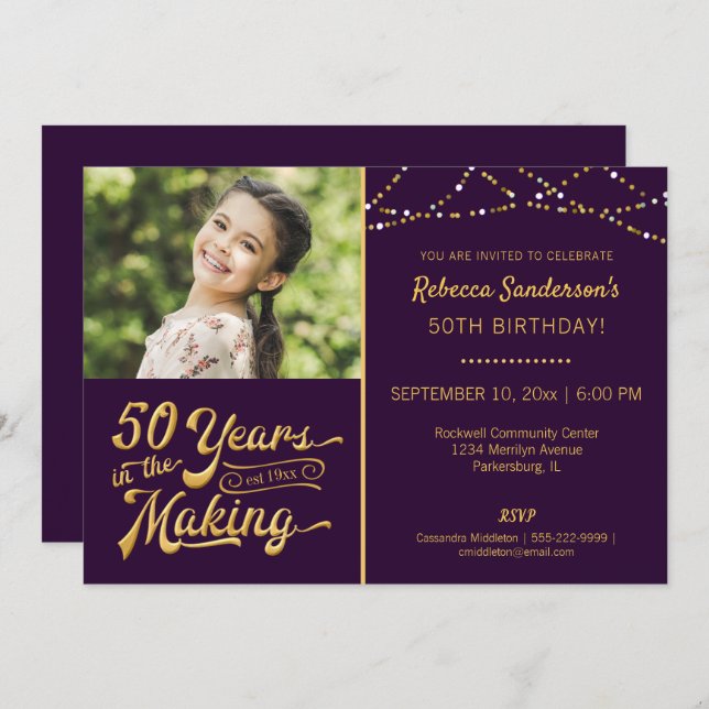 50th Birthday | 50 YEARS IN THE MAKING Photo Invitation (Front/Back)