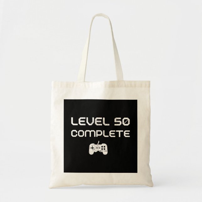 50th Birthday / 50th Anniversary Level 50 Complete Tote Bag (Front)