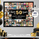 50th Birthday 68 Photo Collage Cheers To 50 Years Poster<br><div class="desc">Create a 50th birthday photo memory display poster print utilising this easy-to-upload photo collage template with 68 square pictures in various sizes for a fun birthday sign or party decoration and commemorative keepsake. The design features the title CHEERS TO 50 YEARS with gold foil balloon numbers and your custom text...</div>