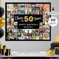 50th Birthday 68 Photo Collage Cheers To 50 Years