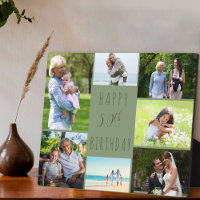 50th Birthday 7 Photo Collage Sage Green