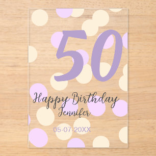 50th birthday add name date purple orange polkadot acrylic invitations