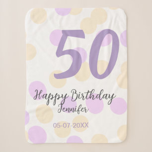 50th birthday add name date purple orange polkadot sherpa blanket