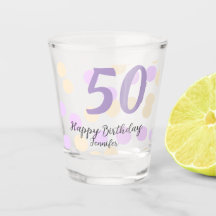 50th birthday add name date purple orange polkadot