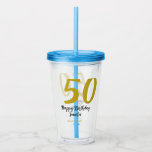 50th birthday add name date year black template go acrylic tumbler<br><div class="desc">editable design</div>