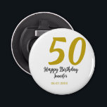 50th birthday add name date year black template go bottle opener<br><div class="desc">editable design</div>