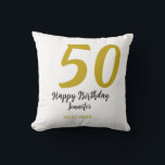 50th birthday add name date year black template go cushion<br><div class="desc">editable design</div>