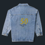 50th birthday add name date year black template go denim jacket<br><div class="desc">editable design</div>