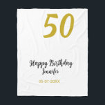 50th birthday add name date year black template go fleece blanket<br><div class="desc">editable design</div>