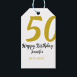 50th birthday add name date year black template go gift tags<br><div class="desc">editable design</div>