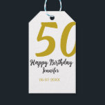 50th birthday add name date year black template go gift tags<br><div class="desc">editable design</div>